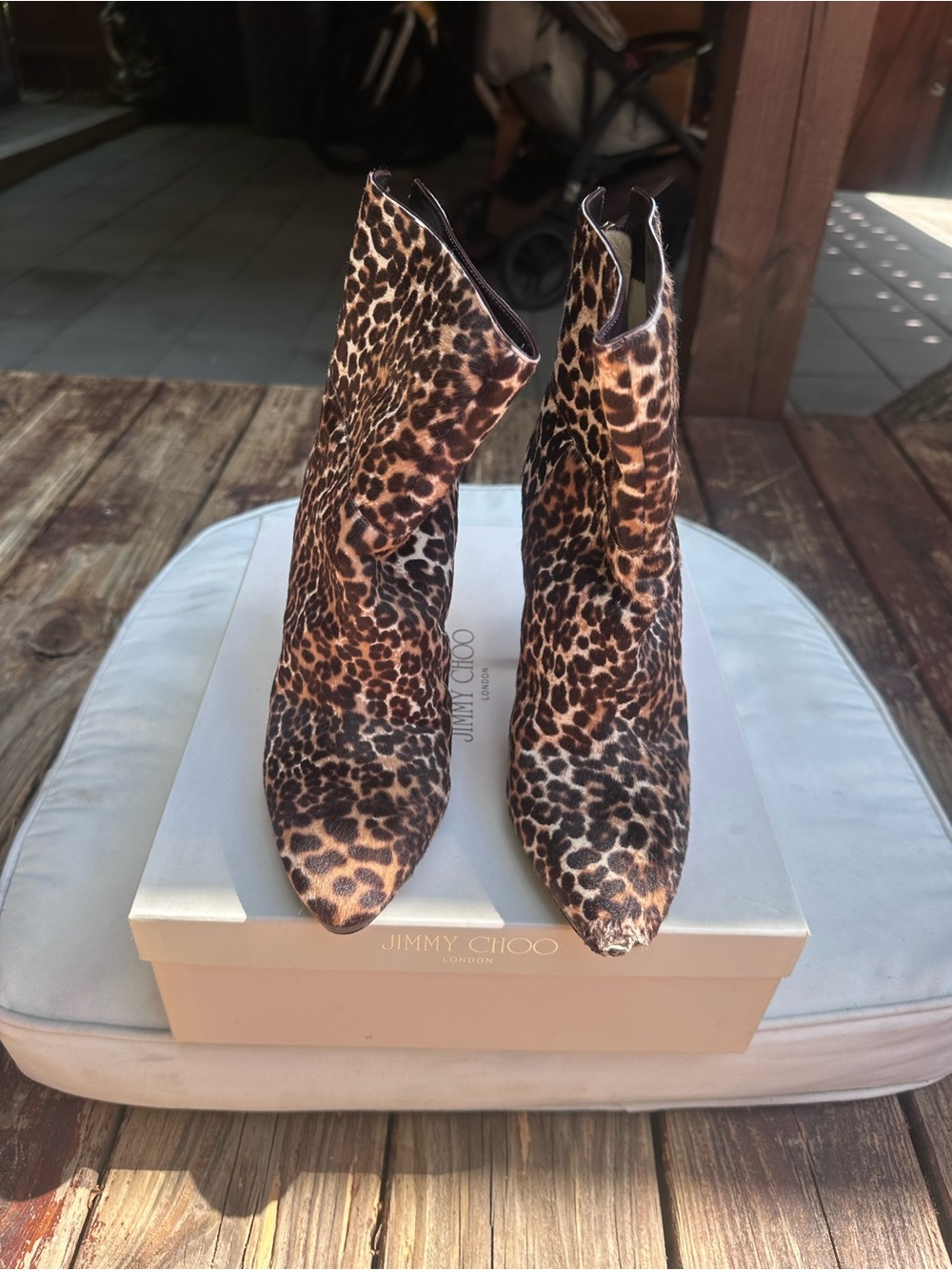 Jimmy Choo Leopard-Print Pointed Ankle Boots - Brown/Black